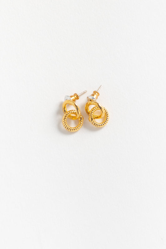 Dainty Double Circle WOMEN'S EARINGS Cove Gold Plated OS 
