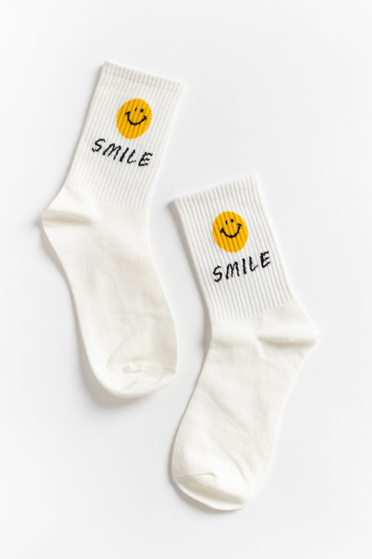 Smiley Quarter Socks WOMEN'S SOCKS brass & roe White OS 