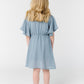 Little Naples Flutter Sleeve Girl's Dress - Dusty Blue GIRL'S DRESS Arbor 