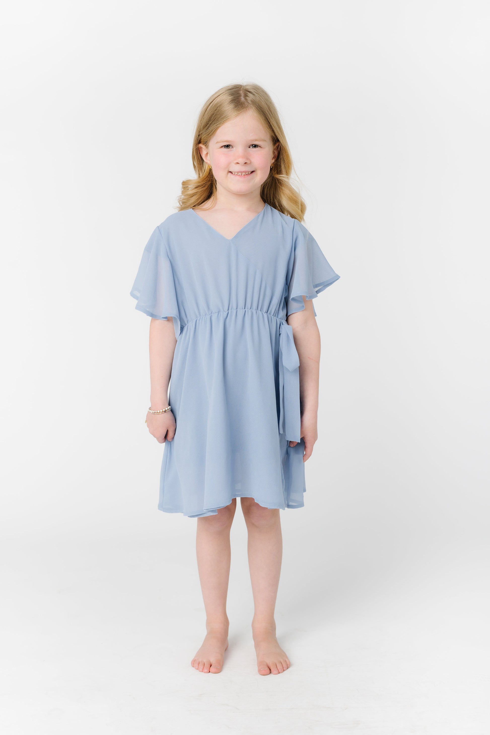 Little Naples Flutter Sleeve Girl's Dress - Arbor Blue GIRL'S DRESS Arbor 