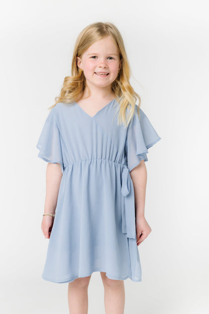 Little Naples Flutter Sleeve Girl's Dress - Arbor Blue GIRL'S DRESS Arbor 