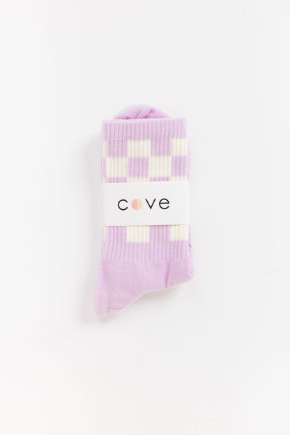 Checker Retro Socks WOMEN'S SOCKS Cove Accessories Lavender/White OS 