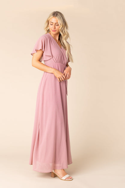 Brass and Roe rose chiffon maxi dress  