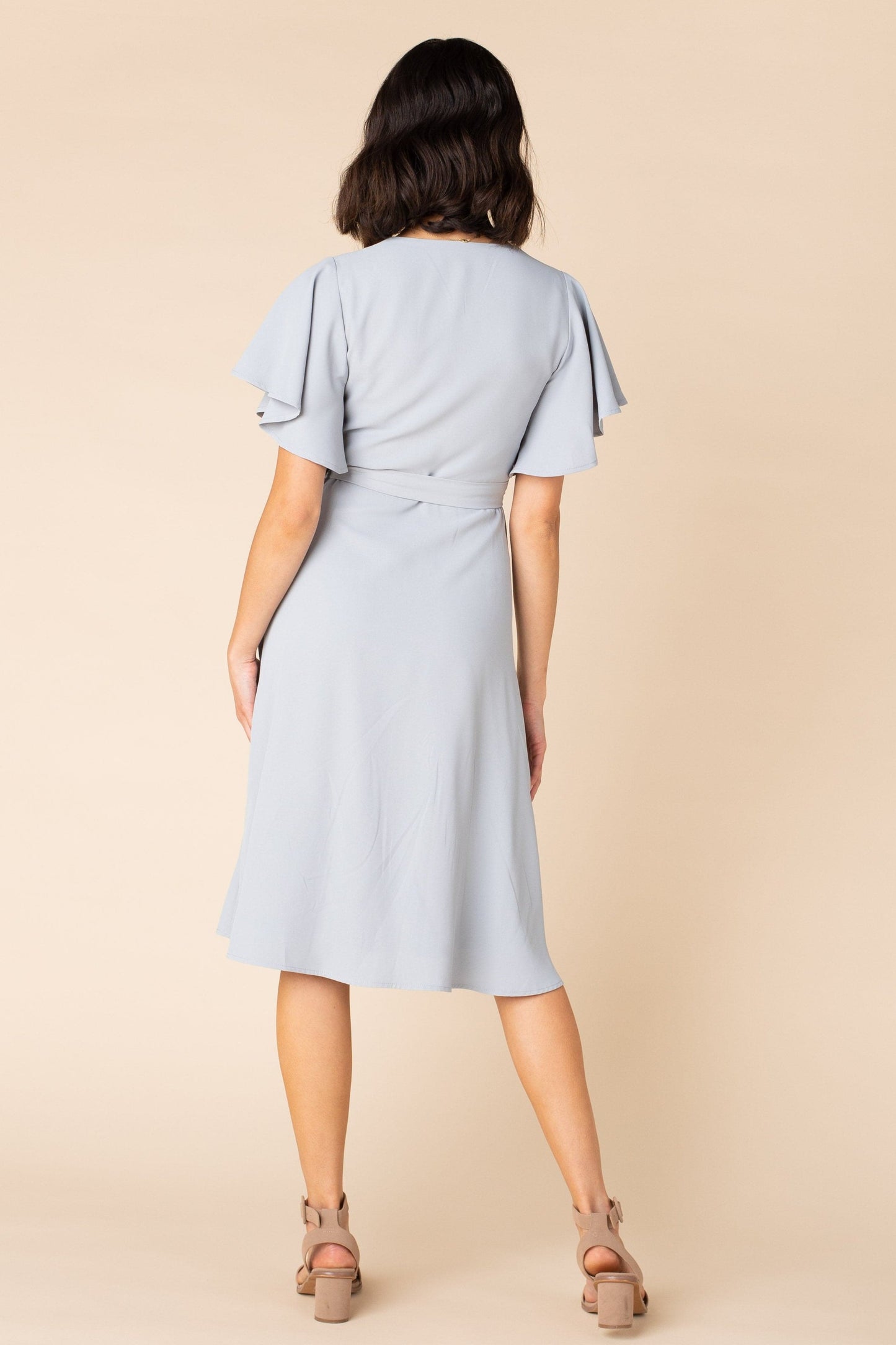 Daphne Tulip Wrap Dress - Dusty blue Bridesmaid Dress Arbor 