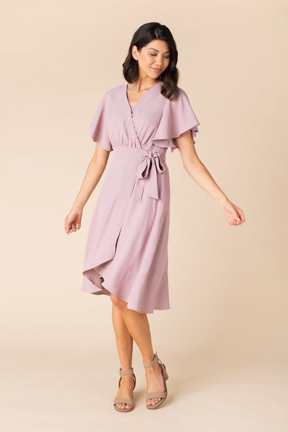 Mauve bridesmaid wrap bridesmaid dress