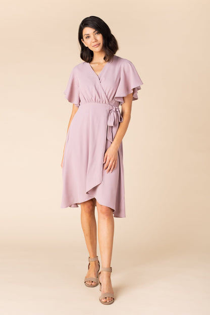 Modest bridesmaid dress in mauve