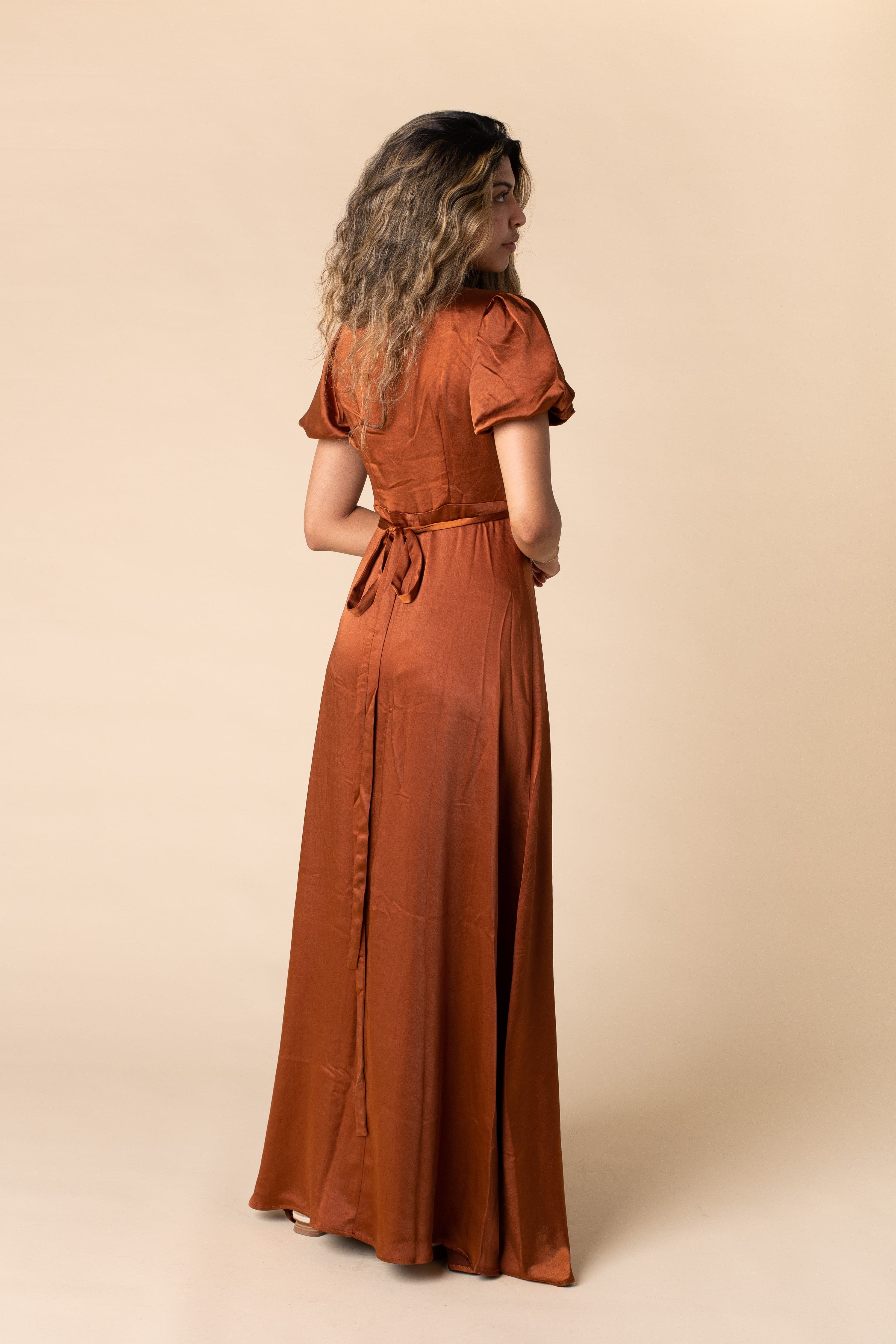 Ava Satin Dress-Rust – Called to Surf