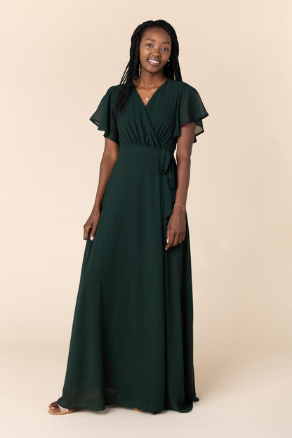 Brass and Roe forest green modest maxi dress