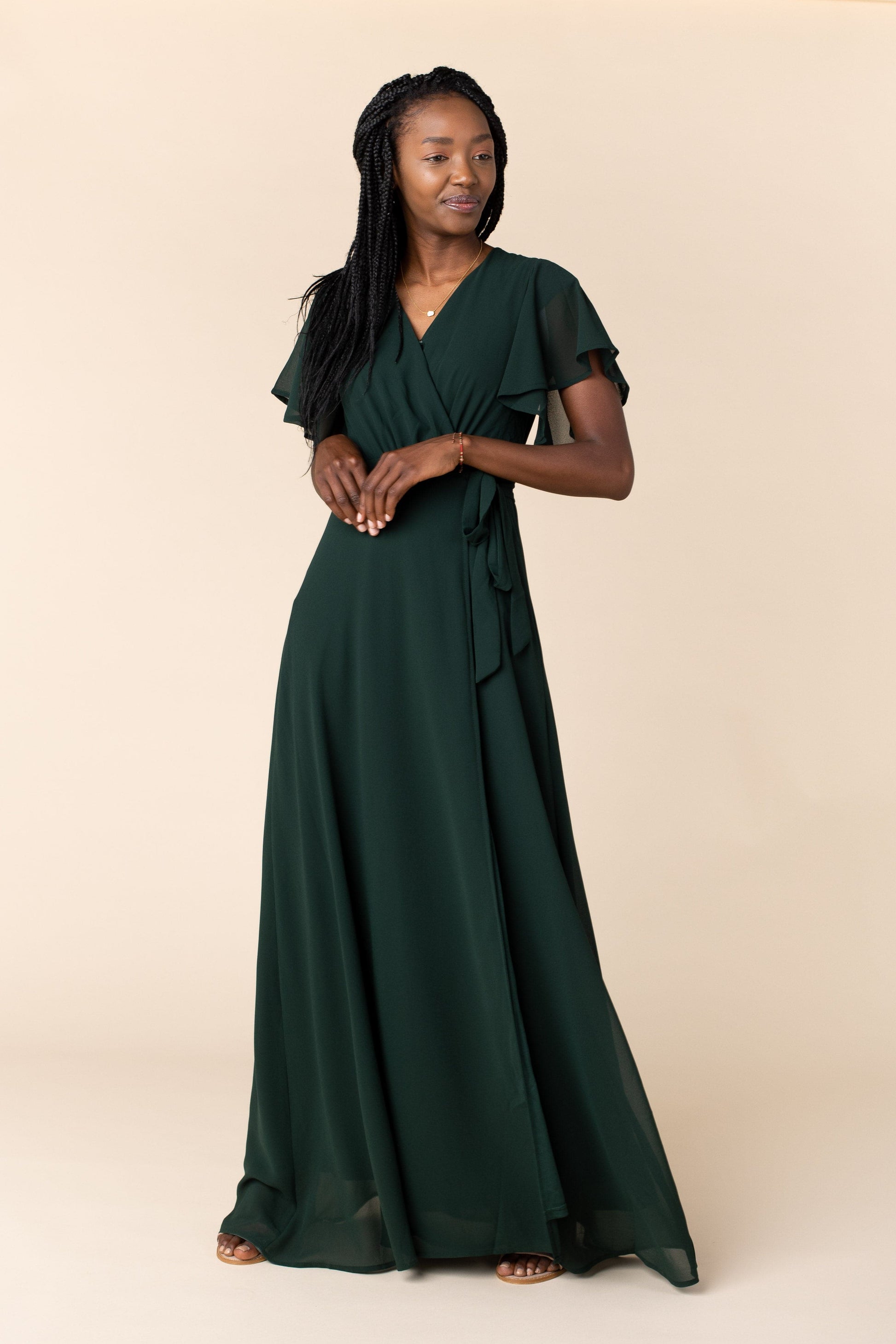 Naples Flutter Sleeve Wrap Maxi - Forest Green – Called to Surf