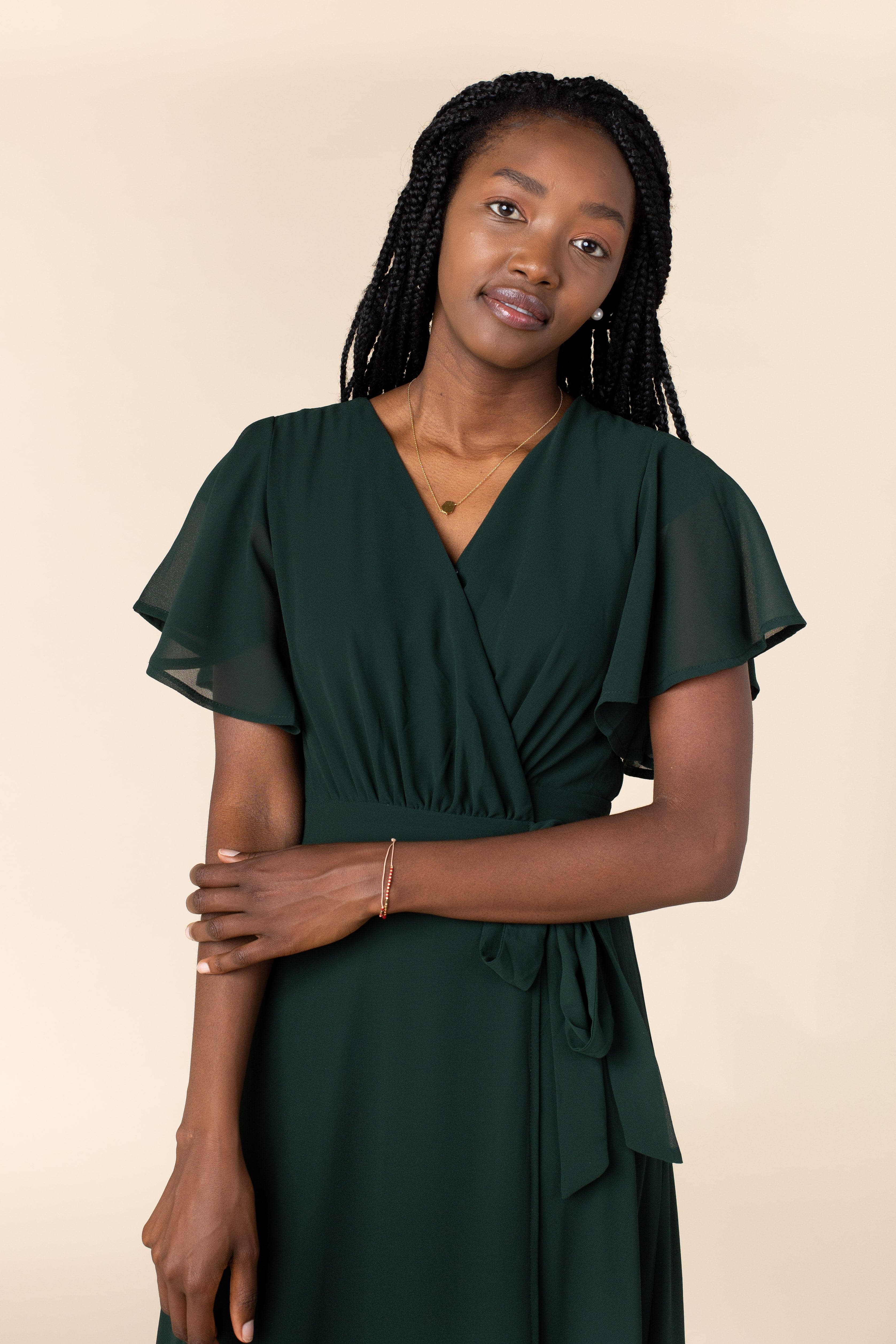 Forest green wrap outlet dress