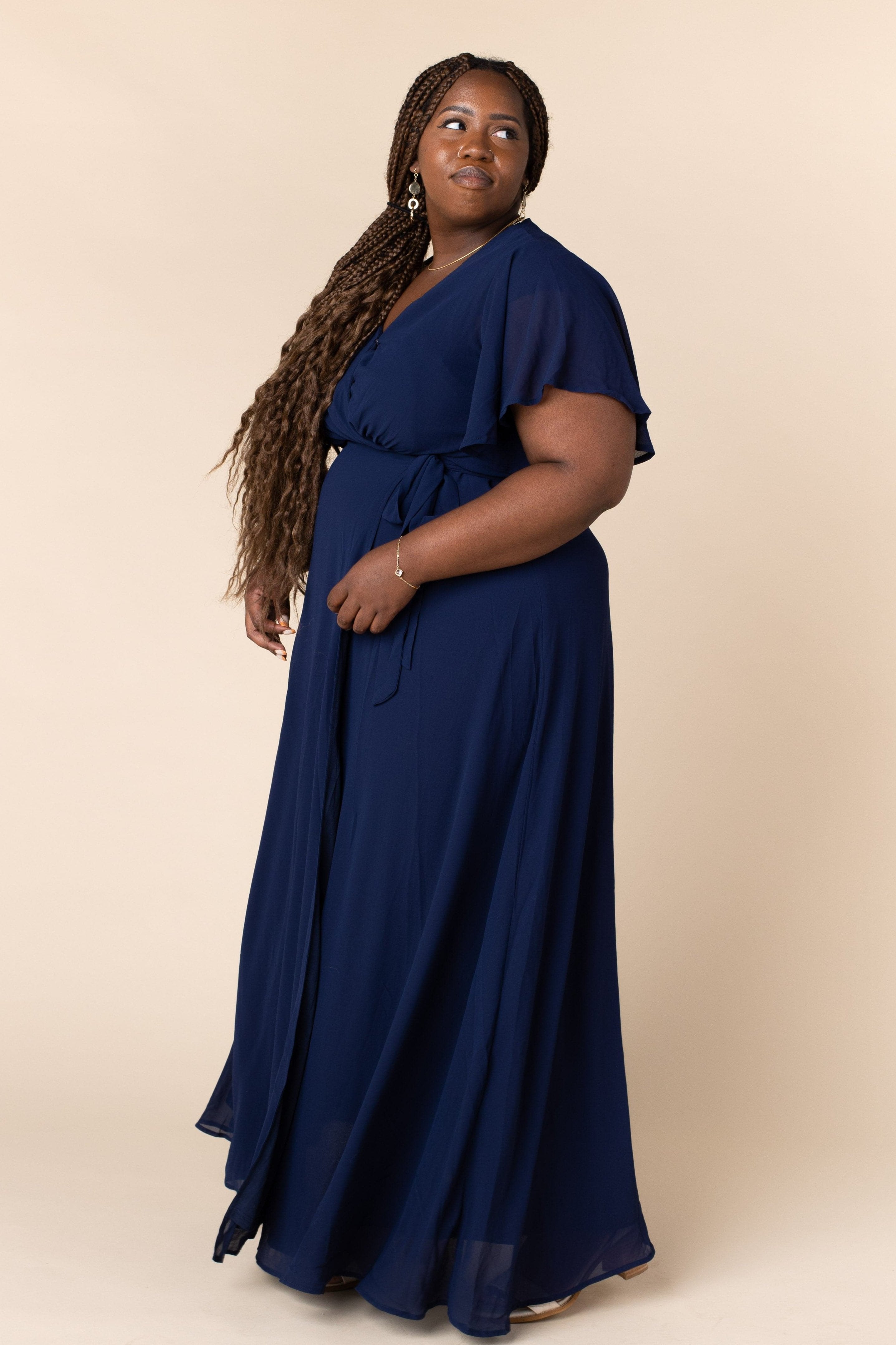 Navy wrap hot sale maxi dress