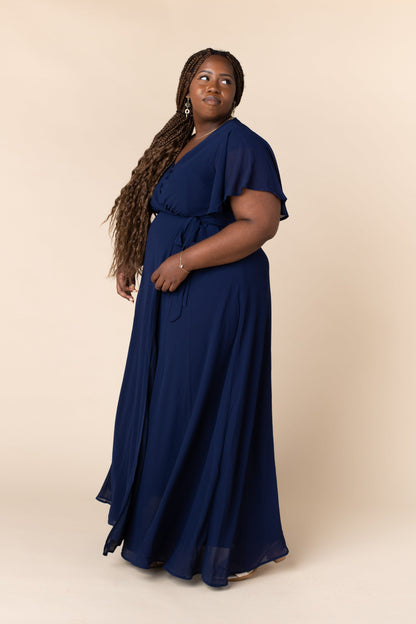 Modest plus size navy maxi dress