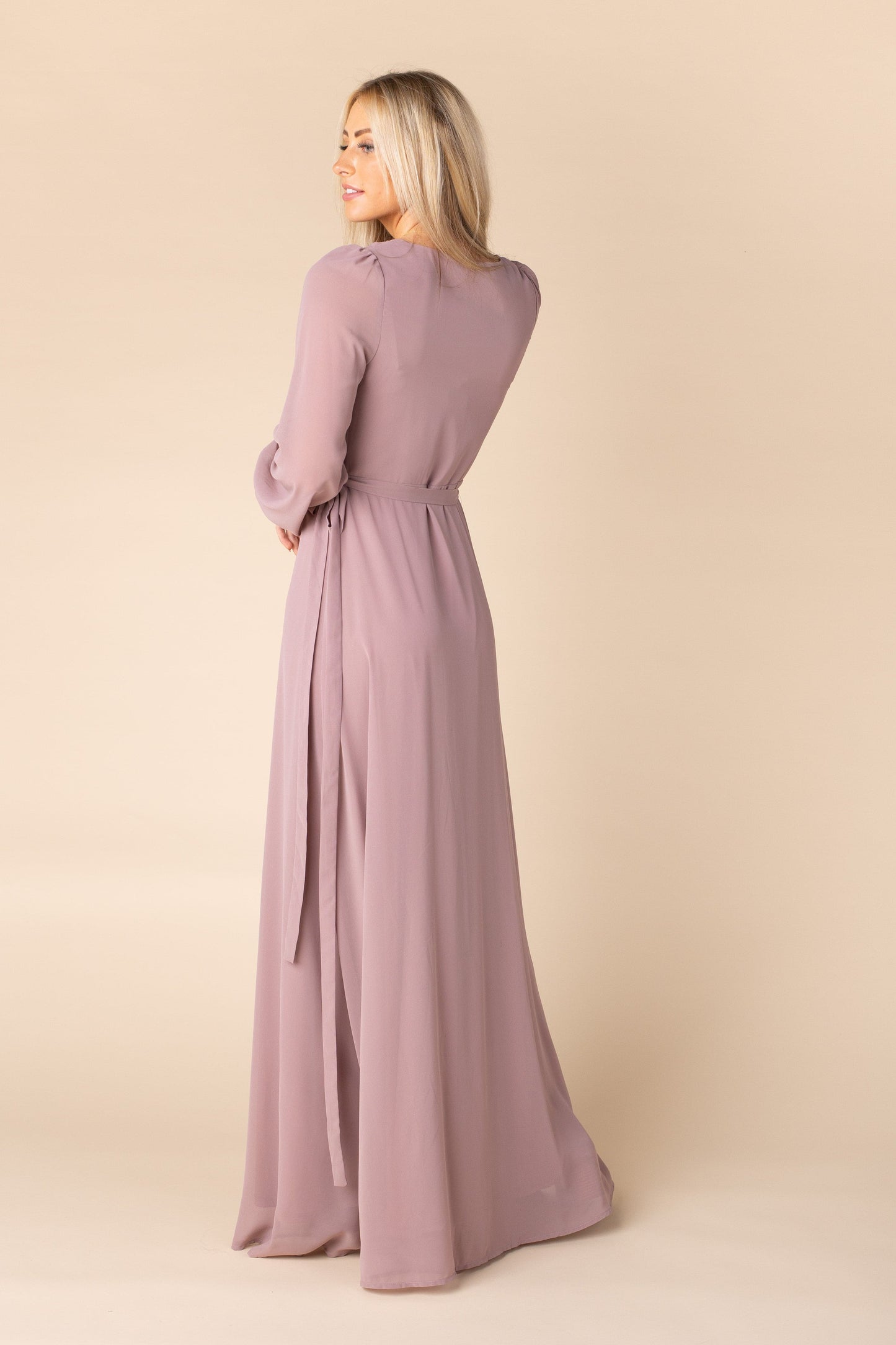 Adalene Pleated Wrap Dress-Dusty Pink Bridesmaid Dress Arbor 