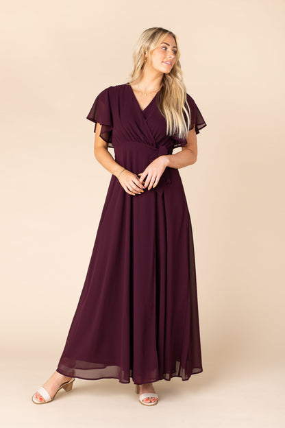 Brass and Roe modest Naples bridesmaid dress in wine