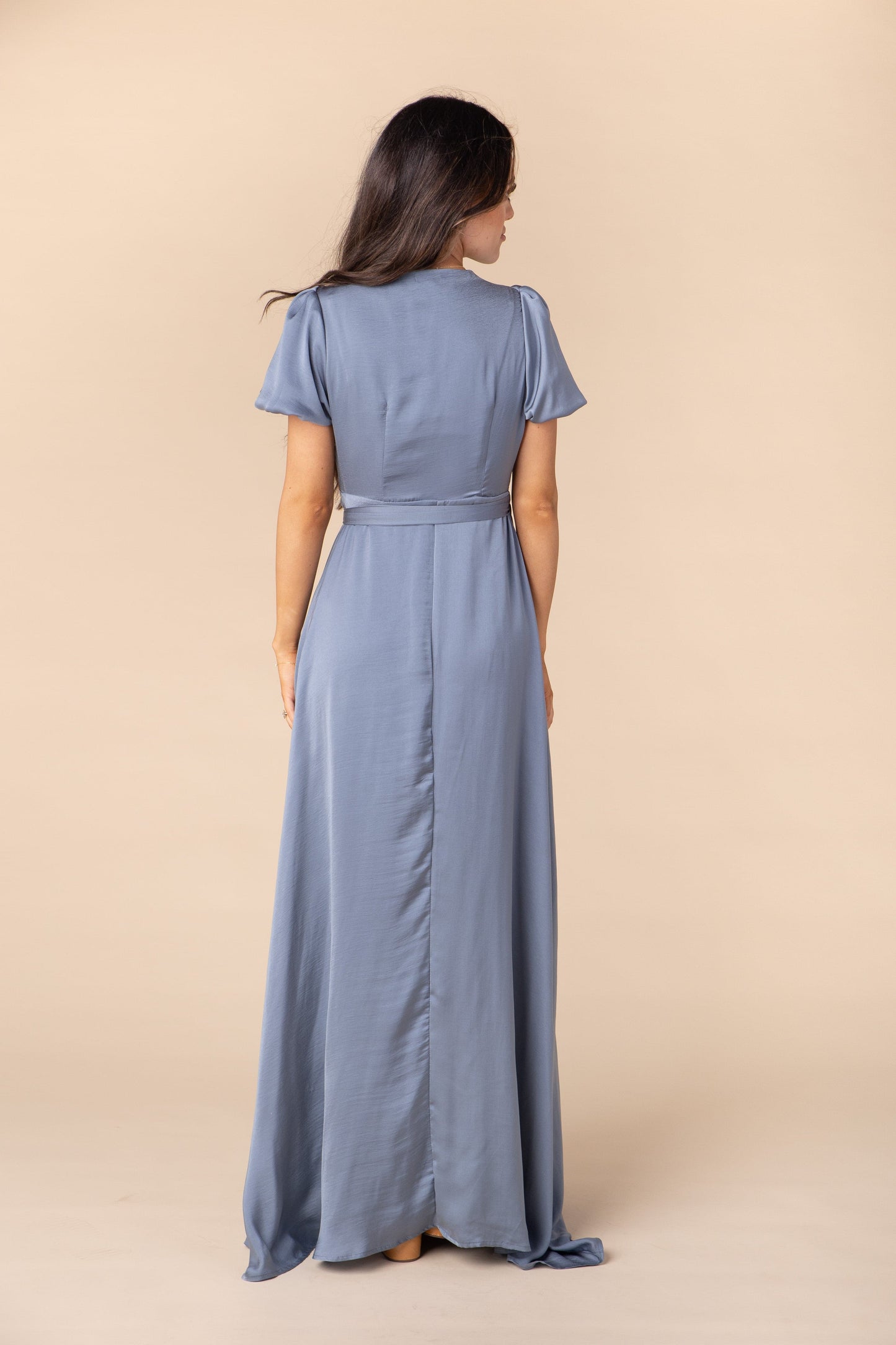 Mila Satin Dress - Dusty Blue Bridesmaid Dress Arbor 