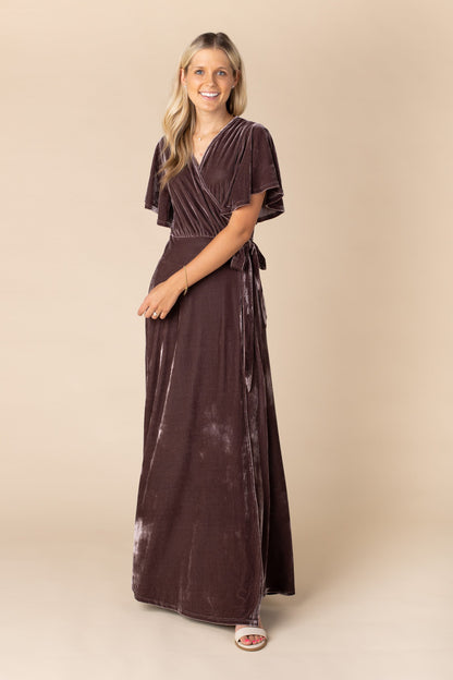 Purple velvet maxi dress