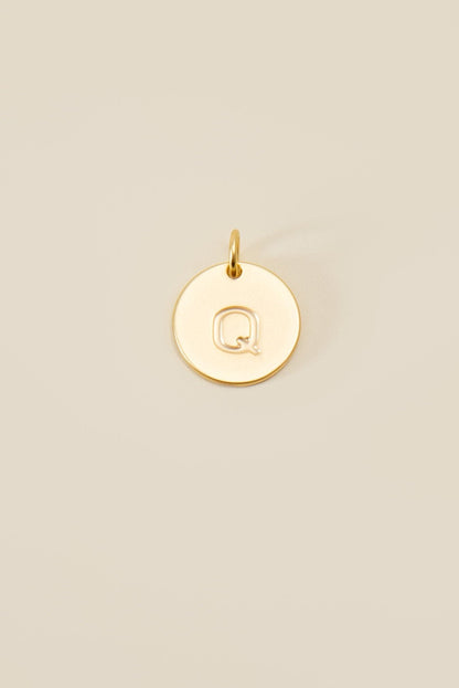 Large Letter Disk Pendant WOMEN'S JEWELRY Cove Matte Gold Q 