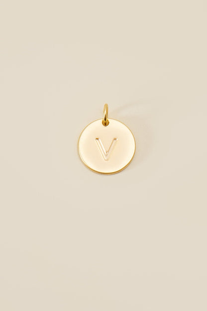 Large Letter Disk Pendant WOMEN'S JEWELRY Cove Matte Gold V 