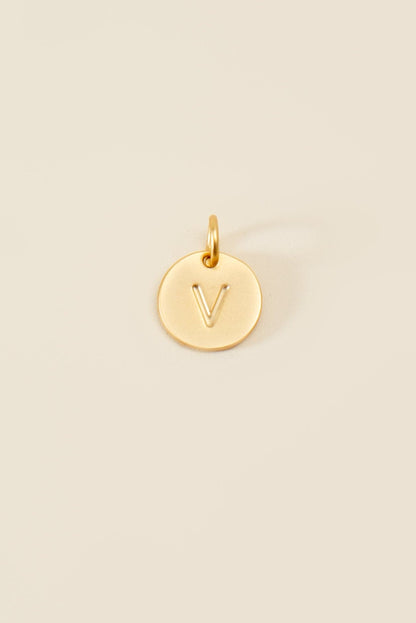 Medium Letter Disk Pendant WOMEN'S JEWELRY Cove Matte Gold V 