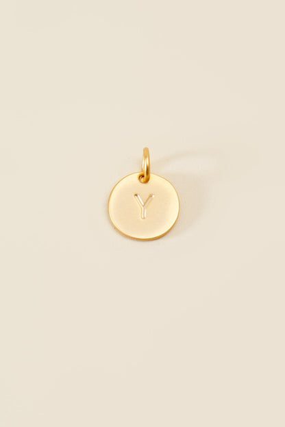 Medium Letter Disk Pendant WOMEN'S JEWELRY Cove Matte Gold Y 