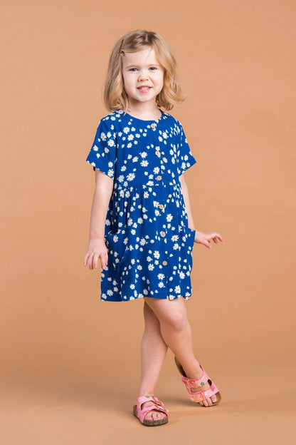 Abigail Button-Up Baby Doll Dress GIRL'S DRESS brass & roe L - 8/9 Blue 