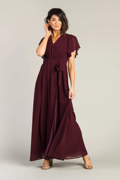 Naples wine maxi length bridesmaid dress