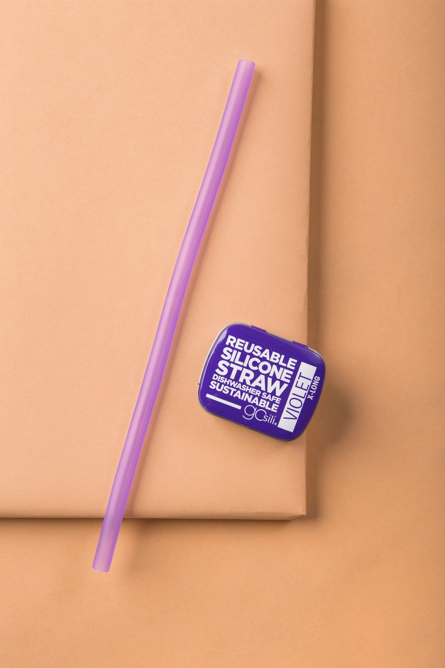 Reusable Silicone Straw HOME GOODS Called to Surf X-Long Violet 